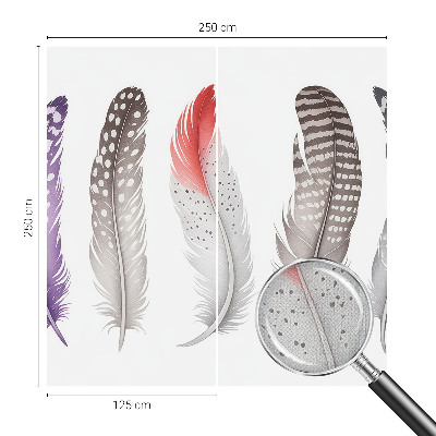 Baby room wall mural with a patterned feather design