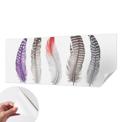 Baby room wall mural with a patterned feather design