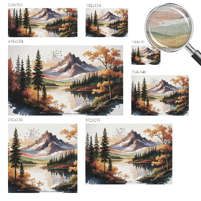 Self-adhesive wall mural with an autumn mountain motif