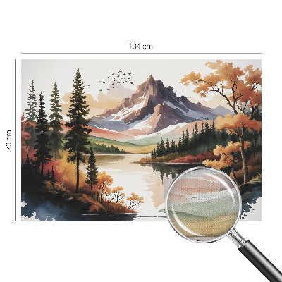 Self-adhesive wall mural with an autumn mountain motif