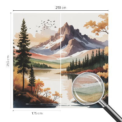 Self-adhesive wall mural with an autumn mountain motif