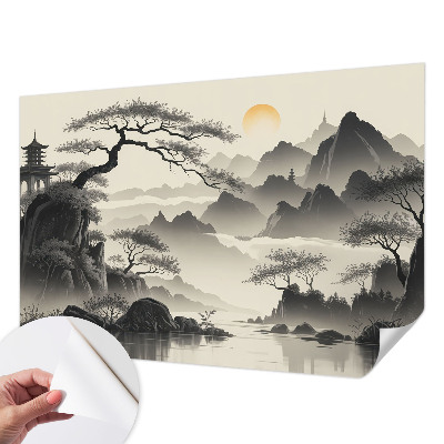 Self-adhesive photo wallpaper with an eastern landscape design