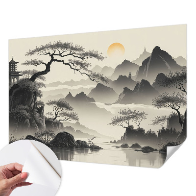 Self-adhesive photo wallpaper with an eastern landscape design