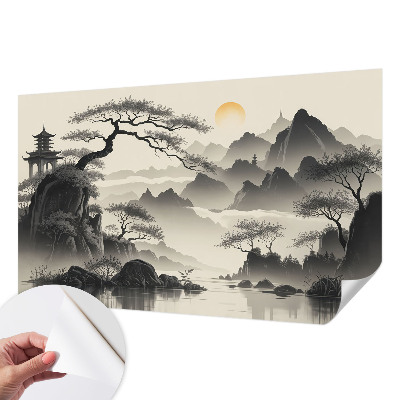 Self-adhesive photo wallpaper with an eastern landscape design
