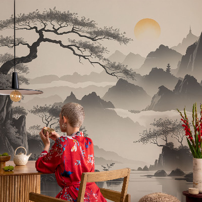 Self-adhesive photo wallpaper with an eastern landscape design