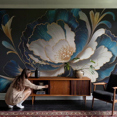 Stick-on wall mural with a floral pattern