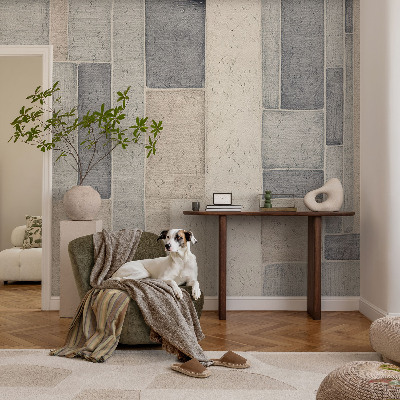 Removable wall mural wallpaper with a geometric mosaic design