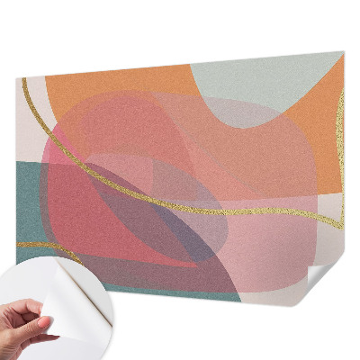 Peel and stick wall mural for living room with colorful shapes