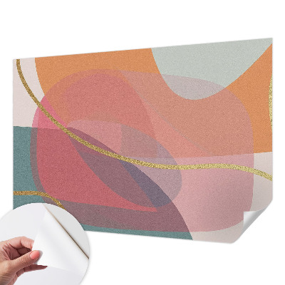 Peel and stick wall mural for living room with colorful shapes