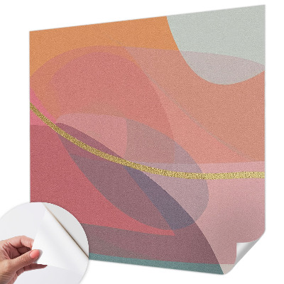 Peel and stick wall mural for living room with colorful shapes