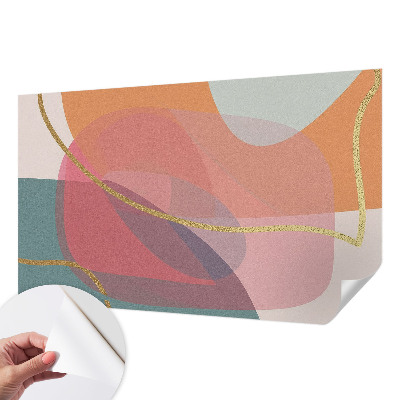 Peel and stick wall mural for living room with colorful shapes