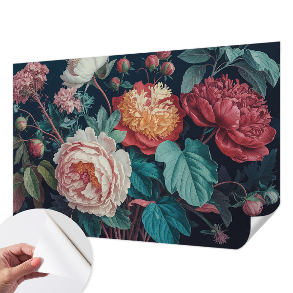 Peel and stick wall mural for kids' room with colorful flower motif