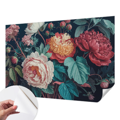Peel and stick wall mural for kids' room with colorful flower motif