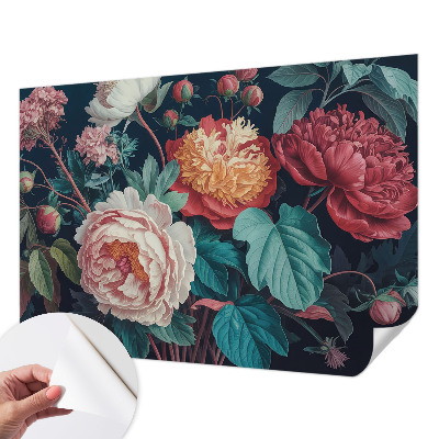 Peel and stick wall mural for kids' room with colorful flower motif