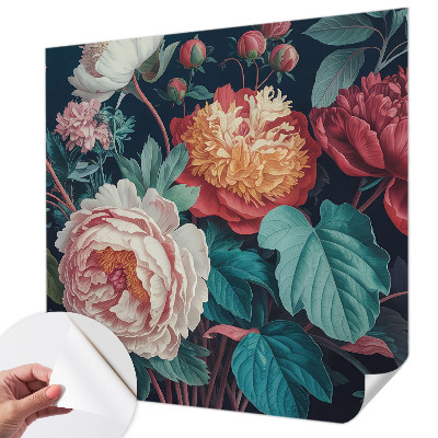 Peel and stick wall mural for kids' room with colorful flower motif