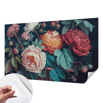 Peel and stick wall mural for kids' room with colorful flower motif