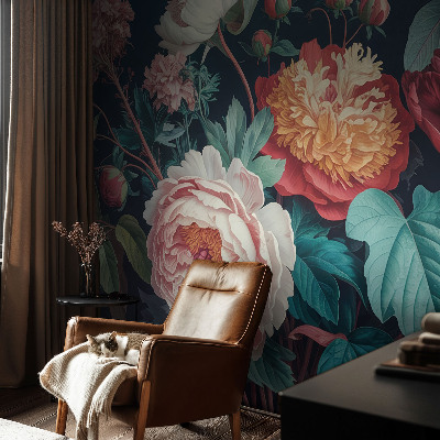Peel and stick wall mural for kids' room with colorful flower motif