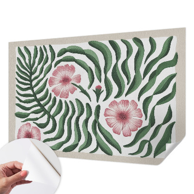 Peel and stick wall mural for bedroom Flowers leaves