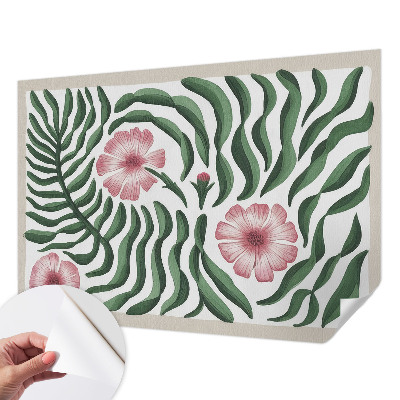Peel and stick wall mural for bedroom with a floral and foliage design