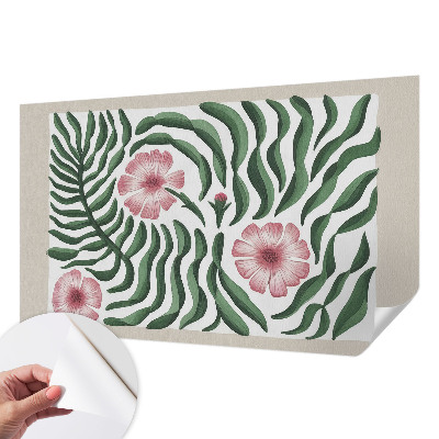 Peel and stick wall mural for bedroom with a floral and foliage design