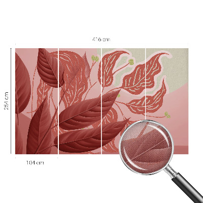 3D wall mural with an organic leaves design