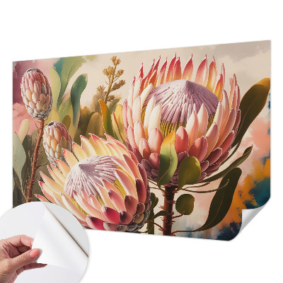 3D photo wallpaper mural with protea flowers motif