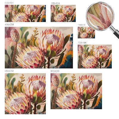3D photo wallpaper mural with protea flowers motif