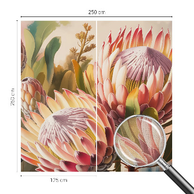 3D photo wallpaper mural with protea flowers motif