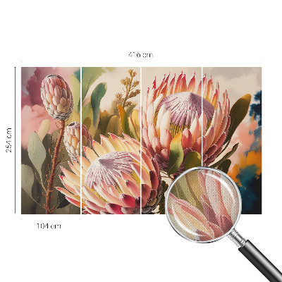 3D photo wallpaper mural with protea flowers motif