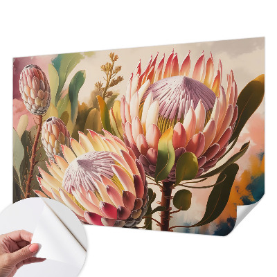 3D photo wallpaper mural with protea flowers motif
