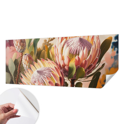 3D photo wallpaper mural with protea flowers motif