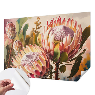 3D photo wallpaper mural with protea flowers motif
