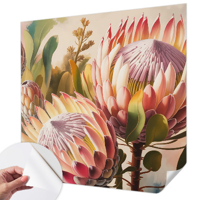 3D photo wallpaper mural with protea flowers motif