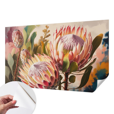 3D photo wallpaper mural with protea flowers motif