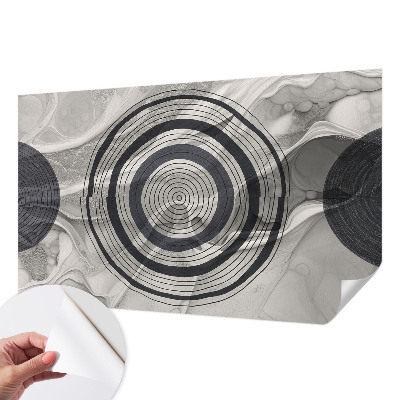 Baby room wall mural with a pattern of gray circles