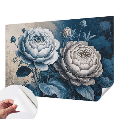 Peel and stick wallpaper mural with a romantic floral design
