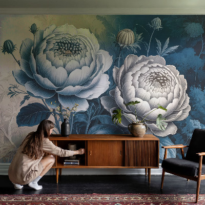 Peel and stick wallpaper mural with a romantic floral design