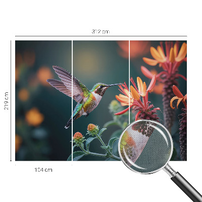 Peel and stick wall mural Hummingbird flowers