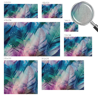 Self-adhesive photo wallpaper with a colorful feather pattern