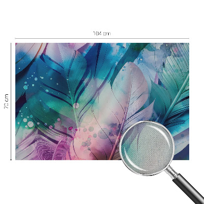 Self-adhesive photo wallpaper with a colorful feather pattern