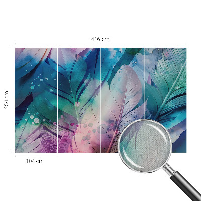 Self-adhesive photo wallpaper with a colorful feather pattern