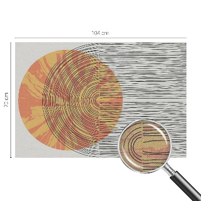 Stick-on wall mural with a circular motif and linear accents