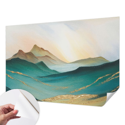Removable wall mural wallpaper with a peaceful landscape design
