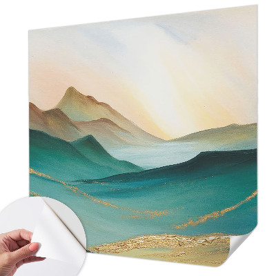 Removable wall mural wallpaper with a peaceful landscape design
