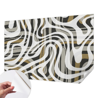 Peel and stick wall mural for living room with an abstract linear design