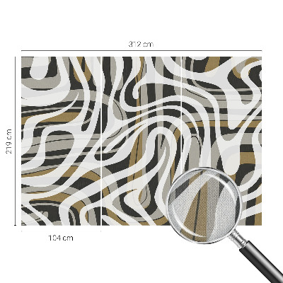 Peel and stick wall mural for living room with an abstract linear design