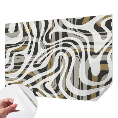 Peel and stick wall mural for living room with an abstract linear design