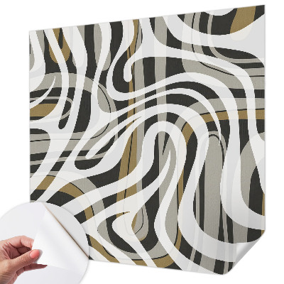 Peel and stick wall mural for living room with an abstract linear design