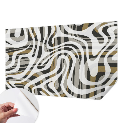 Peel and stick wall mural for living room with an abstract linear design
