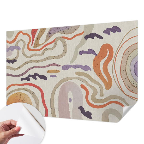 Children's wall mural with abstract patterns